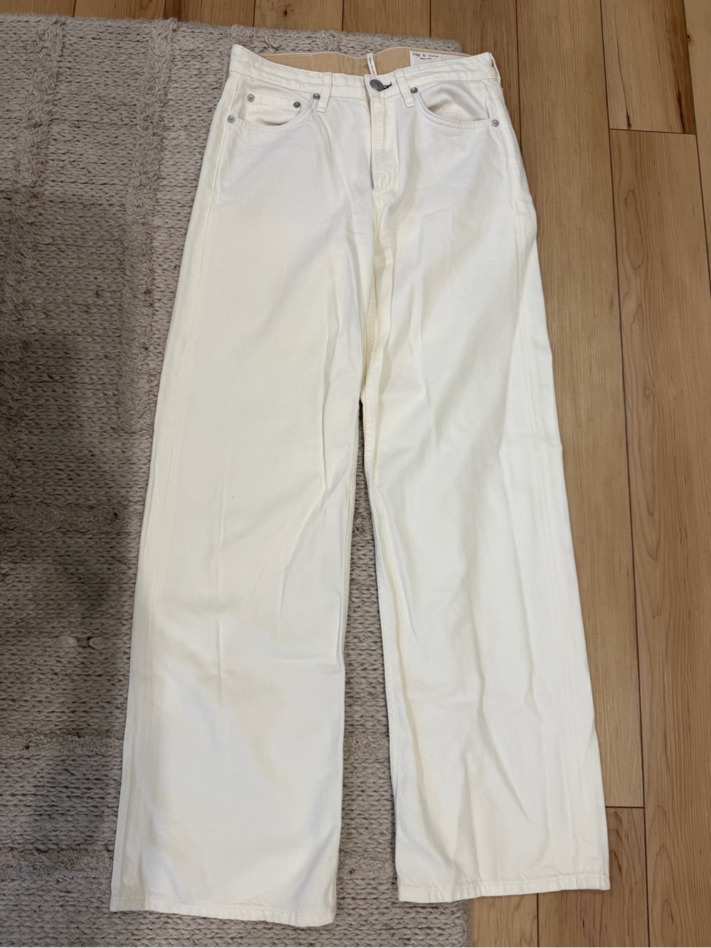 rag & bone women’s Cream Wide-Leg Jeans